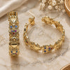 Oro Laminado Medium Hoop, Gold Filled Style Owl Design, with Multicolor Micro Pave, Polished, Golden Finish, 02.210.0797.1.35