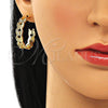 Oro Laminado Medium Hoop, Gold Filled Style Butterfly Design, with White Micro Pave, Polished, Golden Finish, 02.210.0798.30