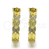 Oro Laminado Medium Hoop, Gold Filled Style Butterfly Design, with White Micro Pave, Polished, Golden Finish, 02.210.0798.30