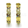 Oro Laminado Medium Hoop, Gold Filled Style Butterfly Design, with Multicolor Micro Pave, Polished, Golden Finish, 02.210.0798.1.30