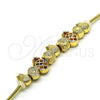 Oro Laminado Fancy Bracelet, Gold Filled Style Pineapple and Flower Design, Polished, Golden Finish, 03.63.2258.07 (03 MM Thickness, 7 Inches Length)