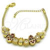 Oro Laminado Fancy Bracelet, Gold Filled Style Pineapple and Flower Design, Polished, Golden Finish, 03.63.2258.07 (03 MM Thickness, 7 Inches Length)