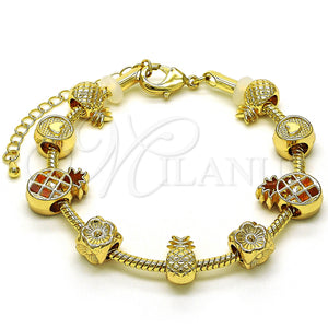 Gold Filled Bracelet — Fancy Bracelet Pineapple and Flower Design Polished 03.63. — main product view — SKU 150000 | Oro Laminado brazalete — elegante Bracelet Pineapple and flor diseño pulido 03.63. — SKU 150000