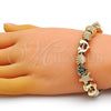 Oro Laminado Fancy Bracelet, Gold Filled Style Dolphin and Shell Design, Polished, Golden Finish, 03.63.2261.07 (03 MM Thickness, 7 Inches Length)
