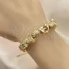Oro Laminado Fancy Bracelet, Gold Filled Style Dolphin and Shell Design, Polished, Golden Finish, 03.63.2261.07 (03 MM Thickness, 7 Inches Length)