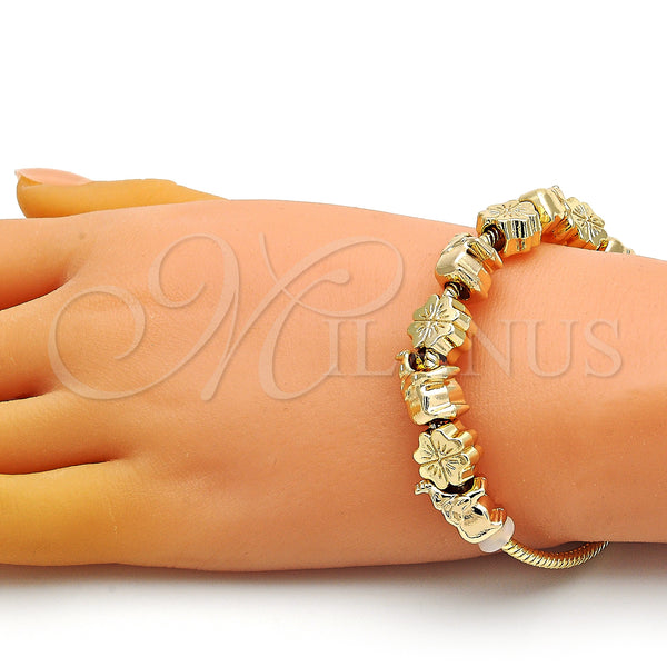 Gold Filled Bracelet — Fancy Bracelet Elephant and Four-leaf Clover Design Polished — alternate product view — SKU 150004 | Oro Laminado brazalete — elegante Bracelet Elephant and Four-leaf Clover diseño pulido — SKU 150004