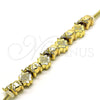 Oro Laminado Fancy Bracelet, Gold Filled Style Elephant and Four-leaf Clover Design, Polished, Golden Finish, 03.63.2262.07 (03 MM Thickness, 7 Inches Length)