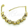 Oro Laminado Fancy Bracelet, Gold Filled Style Elephant and Four-leaf Clover Design, Polished, Golden Finish, 03.63.2262.07 (03 MM Thickness, 7 Inches Length)