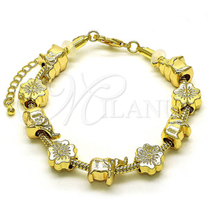 Gold Filled Bracelet — Fancy Bracelet Elephant and Four-leaf Clover Design Polished — main product view — SKU 150004 | Oro Laminado brazalete — elegante Bracelet Elephant and Four-leaf Clover diseño pulido — SKU 150004