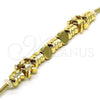 Oro Laminado Fancy Bracelet, Gold Filled Style Elephant and Little Girl Design, Polished, Golden Finish, 03.63.2264.07 (03 MM Thickness, 7 Inches Length)
