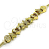 Oro Laminado Fancy Bracelet, Gold Filled Style Star and Turtle Design, Polished, Golden Finish, 03.63.2265.07 (03 MM Thickness, 7 Inches Length)