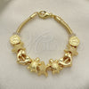 Oro Laminado Fancy Bracelet, Gold Filled Style Star and Turtle Design, Polished, Golden Finish, 03.63.2265.07 (03 MM Thickness, 7 Inches Length)