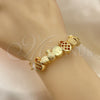 Oro Laminado Fancy Bracelet, Gold Filled Style Pineapple and Tree Design, Polished, Golden Finish, 03.63.2267.07 (03 MM Thickness, 7 Inches Length)