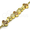 Oro Laminado Fancy Bracelet, Gold Filled Style Pineapple and Tree Design, Polished, Golden Finish, 03.63.2267.07 (03 MM Thickness, 7 Inches Length)