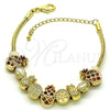 Oro Laminado Fancy Bracelet, Gold Filled Style Pineapple and Tree Design, Polished, Golden Finish, 03.63.2267.07 (03 MM Thickness, 7 Inches Length)