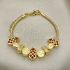 Oro Laminado Fancy Bracelet, Gold Filled Style Pineapple and Tree Design, Polished, Golden Finish, 03.63.2267.07 (03 MM Thickness, 7 Inches Length)