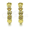 Oro Laminado Medium Hoop, Gold Filled Style Teddy Bear Design, with White Micro Pave, Polished, Golden Finish, 02.210.0799.30