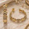 Oro Laminado Medium Hoop, Gold Filled Style Teddy Bear Design, with White Micro Pave, Polished, Golden Finish, 02.210.0799.30