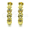 Oro Laminado Medium Hoop, Gold Filled Style Teddy Bear Design, with Multicolor Micro Pave, Polished, Golden Finish, 02.210.0799.1.30