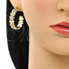 Oro Laminado Medium Hoop, Gold Filled Style Dragon-Fly Design, with White Micro Pave, Polished, Golden Finish, 02.210.0800.30