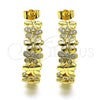 Oro Laminado Medium Hoop, Gold Filled Style Dragon-Fly Design, with White Micro Pave, Polished, Golden Finish, 02.210.0800.30