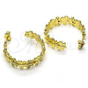 Oro Laminado Medium Hoop, Gold Filled Style Dragon-Fly Design, with White Micro Pave, Polished, Golden Finish, 02.210.0800.30