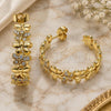 Oro Laminado Medium Hoop, Gold Filled Style Dragon-Fly Design, with White Micro Pave, Polished, Golden Finish, 02.210.0800.30