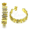 Oro Laminado Medium Hoop, Gold Filled Style Dragon-Fly Design, with White Micro Pave, Polished, Golden Finish, 02.210.0800.30