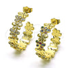 Oro Laminado Medium Hoop, Gold Filled Style Dragon-Fly Design, with White Micro Pave, Polished, Golden Finish, 02.210.0800.30