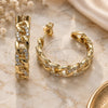 Oro Laminado Medium Hoop, Gold Filled Style Pave Cuban Design, Polished, Golden Finish, 02.210.0801.30