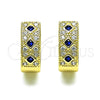 Oro Laminado Huggie Hoop, Gold Filled Style with Sapphire Blue Cubic Zirconia and White Micro Pave, Polished, Golden Finish, 02.210.0056.13.15