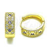 Oro Laminado Huggie Hoop, Gold Filled Style with Amethyst Cubic Zirconia and White Micro Pave, Polished, Golden Finish, 02.210.0056.14.15