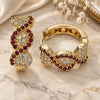 Oro Laminado Huggie Hoop, Gold Filled Style with Garnet and White Micro Pave, Polished, Golden Finish, 02.210.0802.2.15