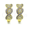 Oro Laminado Huggie Hoop, Gold Filled Style with Amethyst and White Micro Pave, Polished, Golden Finish, 02.210.0802.6.15
