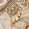 Oro Laminado Multi Stone Ring, Gold Filled Style Butterfly Design, with White Micro Pave, Polished, Golden Finish, 01.210.0152 (One size fits all)