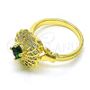 Oro Laminado Multi Stone Ring, Gold Filled Style Butterfly Design, with Green Cubic Zirconia and White Micro Pave, Polished, Golden Finish, 01.210.0155 (One size fits all)