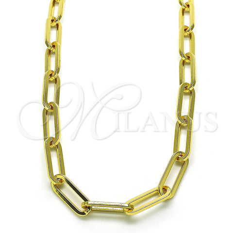 Oro Laminado Basic Necklace, Gold Filled Style Paperclip Design, Polished, Golden Finish, 04.378.0001.16 (Thickness, 16 Inches Length)