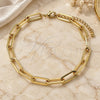 Oro Laminado Basic Anklet, Gold Filled Style Paperclip Design, Polished, Golden Finish, 04.378.0001.10 (06 MM Thickness, 10 Inches Length)
