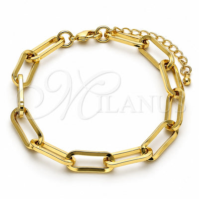Oro Laminado Basic Bracelet, Gold Filled Style Paperclip Design, Polished, Golden Finish, 04.378.0002.08 (07 MM Thickness, 8 Inches Length)