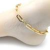 Oro Laminado Basic Anklet, Gold Filled Style Paperclip Design, Polished, Golden Finish, 04.378.0002.10 (07 MM Thickness, 10 Inches Length)