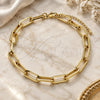 Oro Laminado Basic Anklet, Gold Filled Style Paperclip Design, Polished, Golden Finish, 04.378.0002.10 (07 MM Thickness, 10 Inches Length)