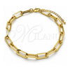 Oro Laminado Basic Anklet, Gold Filled Style Paperclip Design, Polished, Golden Finish, 04.378.0002.10 (07 MM Thickness, 10 Inches Length)
