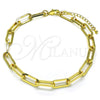 Oro Laminado Basic Anklet, Gold Filled Style Paperclip Design, Polished, Golden Finish, 04.378.0002.10 (07 MM Thickness, 10 Inches Length)