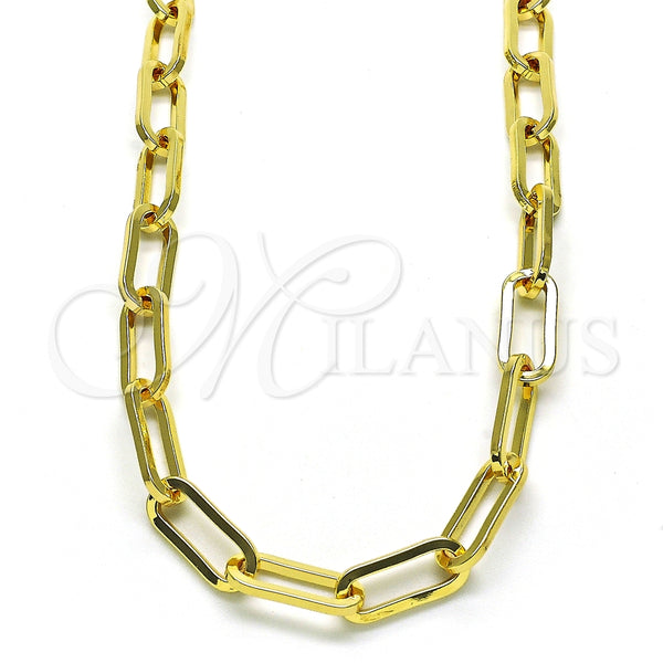 Oro Laminado Basic Necklace, Gold Filled Style Paperclip Design, Polished, Golden Finish, 04.378.0002.16 (Thickness, 16 Inches Length)