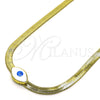 Oro Laminado Fancy Necklace, Gold Filled Style Evil Eye Design, White Enamel Finish, Golden Finish, 04.341.0098.18 (05 MM Thickness, 18 Inches Length)