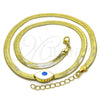 Oro Laminado Fancy Necklace, Gold Filled Style Evil Eye Design, White Enamel Finish, Golden Finish, 04.341.0098.18 (05 MM Thickness, 18 Inches Length)