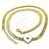 Oro Laminado Fancy Necklace, Gold Filled Style Heart and Evil Eye Design, White Enamel Finish, Golden Finish, 04.341.0099.18 (05 MM Thickness, 18 Inches Length)