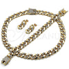 Oro Laminado Necklace, Bracelet and Earring, Gold Filled Style with White Crystal, Polished, Golden Finish, 06.372.0047