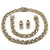 Oro Laminado Necklace, Bracelet and Earring, Gold Filled Style with White Crystal, Polished, Golden Finish, 06.372.0047