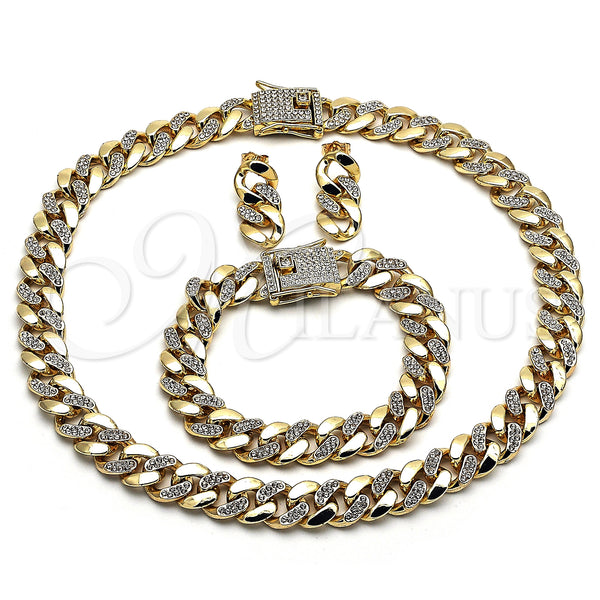 Gold Filled Ring — Necklace Bracelet and Earring with White Crystal Polished — main product view — SKU 150052 | Oro Laminado anillo — Necklace Bracelet and Earring with cristal blanco pulido — SKU 150052